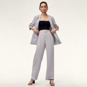 NWT Aritzia Babaton Sadiki Pant Wide Leg Pleat Front Trouser Lilac Grey 0 XS